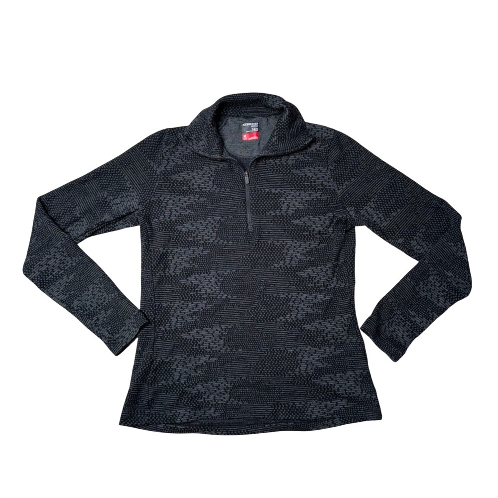 Icebreaker 260 Merino Wool Top Womens M Grey Excellent 1/4 Zip Base Layer
